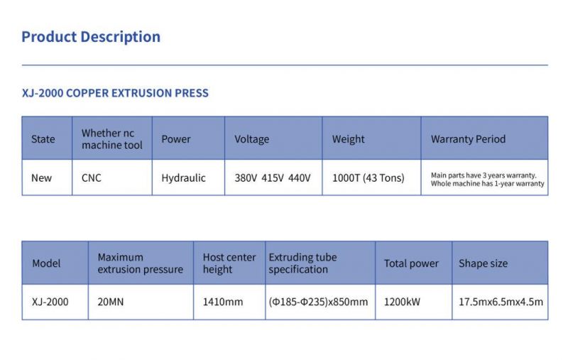 Xj-2000 Copper Extrusion Press