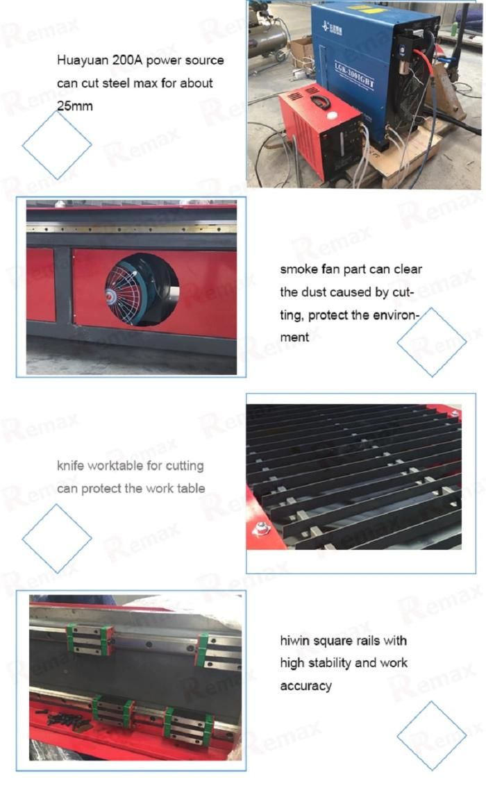 1530/1325 CNC Plasma Cutting Machine for Metal Stainless Steel with Lgk Hypertherm