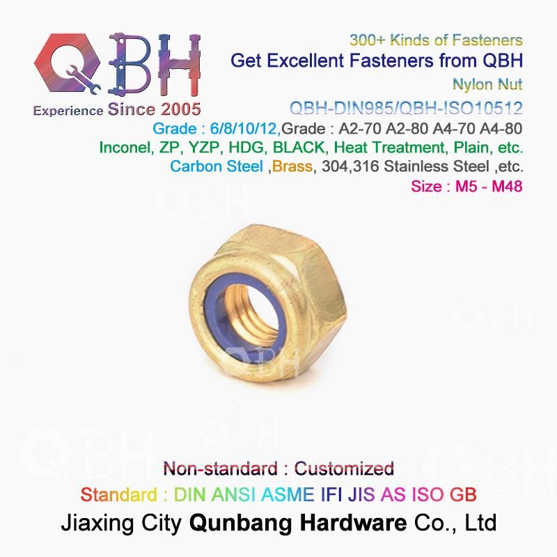 Qbh Customized DIN985/DIN982 Copper Brass Carbon Steel Stainless Steel PA66 Nylon Locked Lock Locking Nut Automobile Car Auto Spare Parts