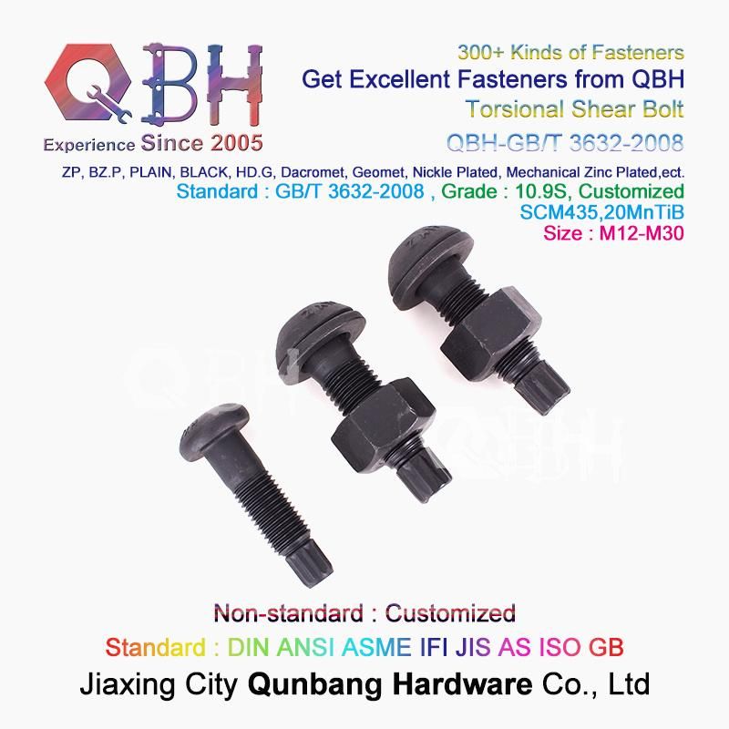 Qbh Nickle Plated Plain Black HDG Steel Structure Torsional Shear Tension Control Tc Bolt Nut Washer Bridge Splice Plate Replacement Spare Accessories