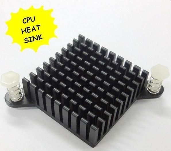 Stamping&Machining Black Anodizing Aluminum Heat Sinks with 2 Nylon Push Pins for Set Top Box PCB Board