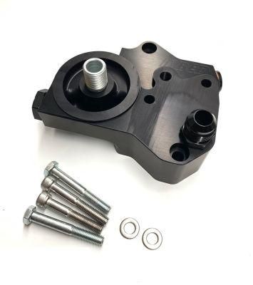 Black Anodized Billet Aluminum High Flow Oil Filter Block Adapter for Rotary Engines