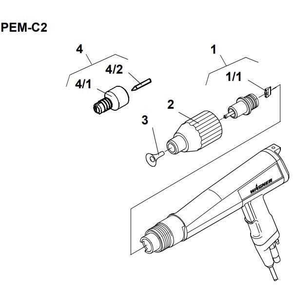 Fan Spray Nozzle with Air Nozzle for Powder Spraygun Pem-C2