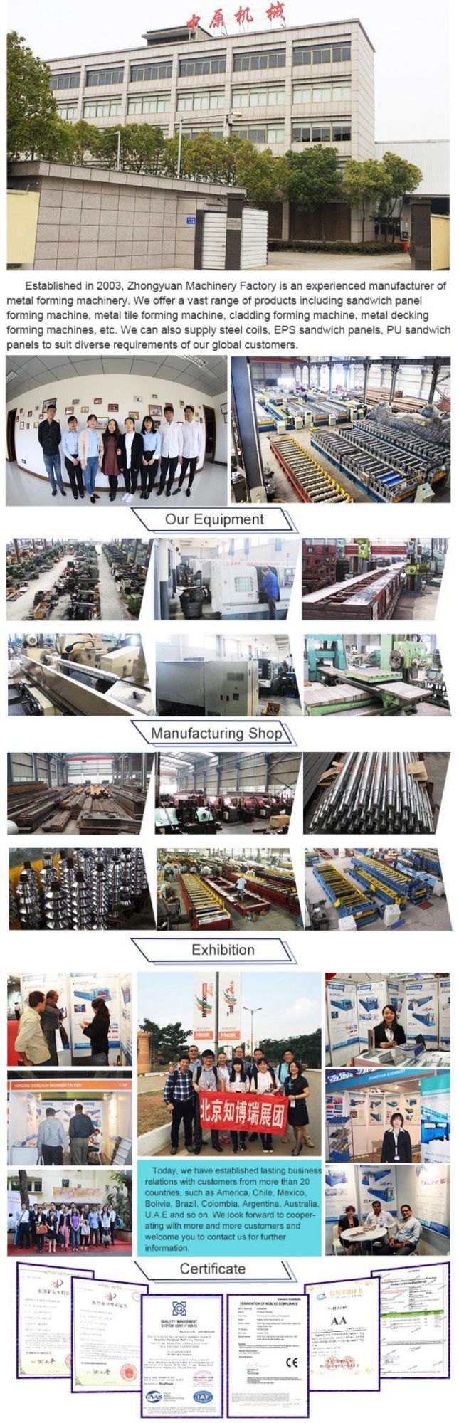 Metal Roofing Sheet Steel Cold Roll Forming Machine with ISO 9001