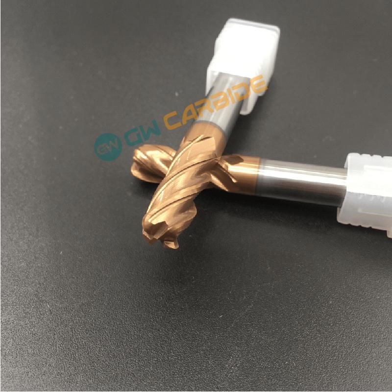 Gw Carbide - D10*75 4f HRC55 Carbide Corner Radius End Mill with Copper Coating