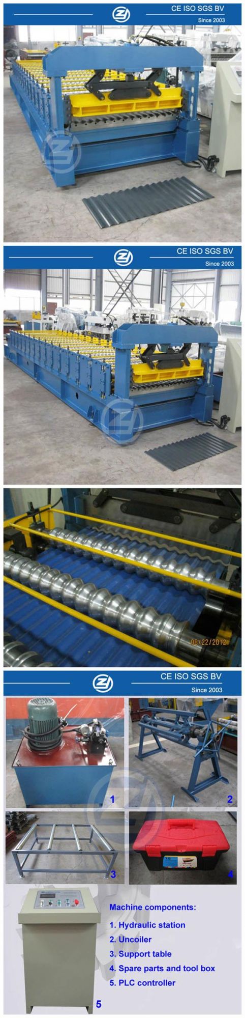 Full-Automatic Aluminium Corrugated Roof Board Cold Roll Forming Machine Galvanized Roll Former Color Coated Steel Sheet Factory Price