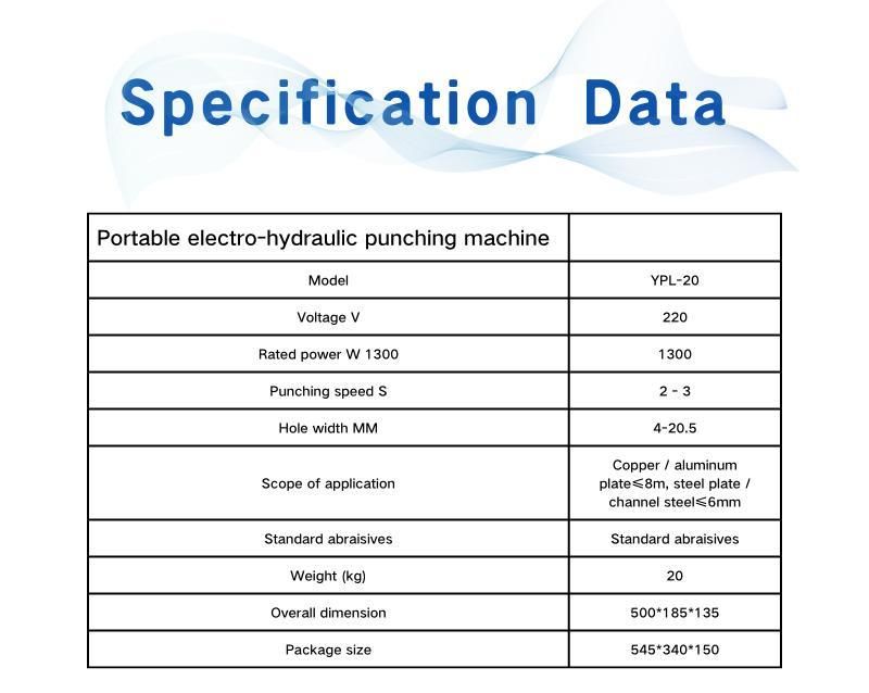 Yc-20 220V Portable Handheld Electric Hydraulic Metal Steel Hole Driller Puncher Punch Punching Machine