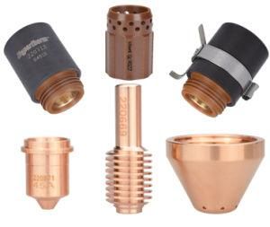 Compatible Parts for Hypertherm/Power Max 45 Plasma Cutting Parts Including External Fixed Cover, Protection Cap, Internal Fixed Cover, Nozzle