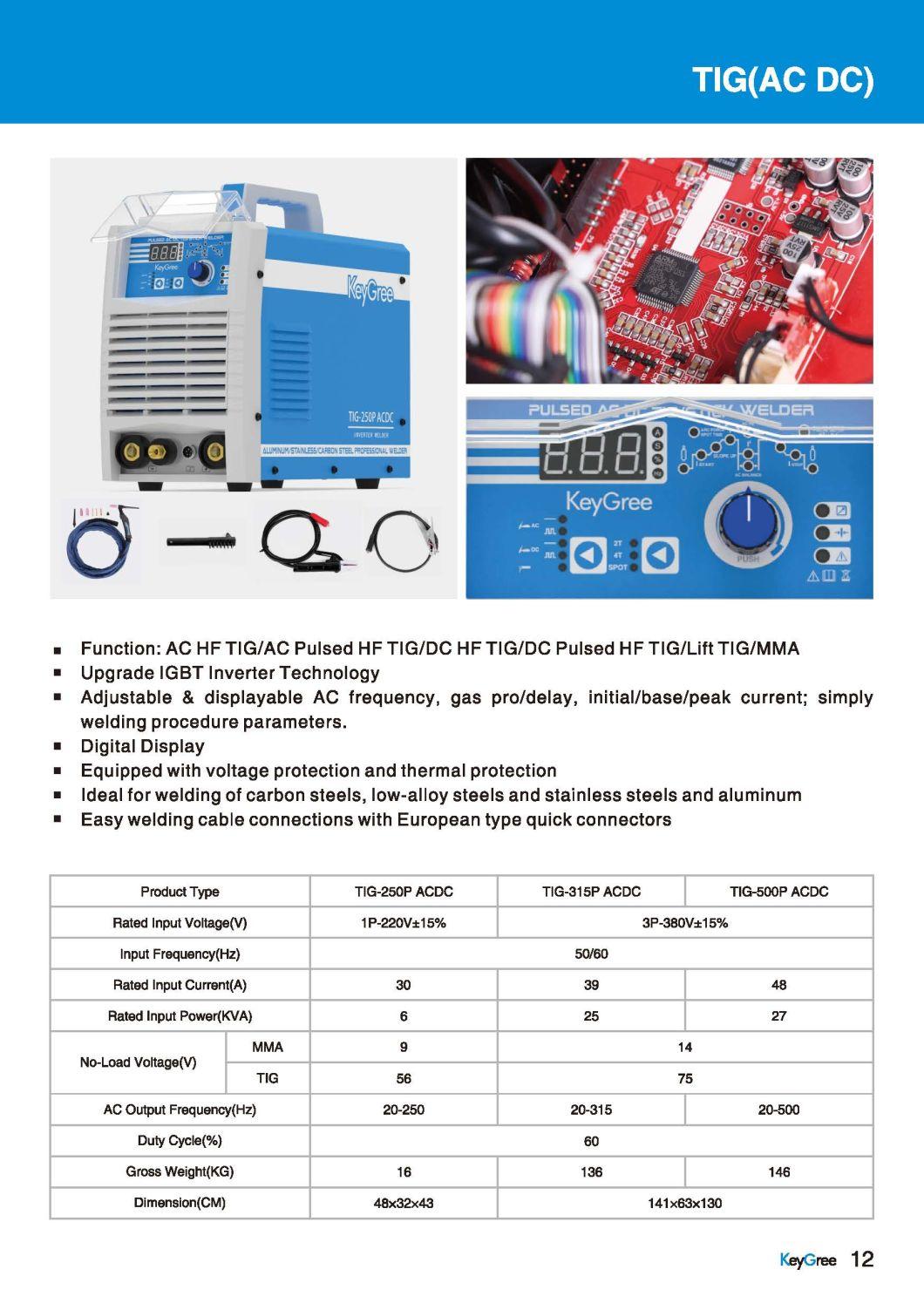 Interver Acdc Square Wave TIG Welding Machine TIG-250 Pulse with AC/DC