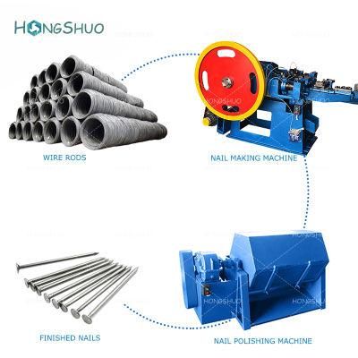 Automatic High Quality Wire Steel Iron Nail Making Machine/Nail Polishing Machine Price for 0.35-7 Inches Nail