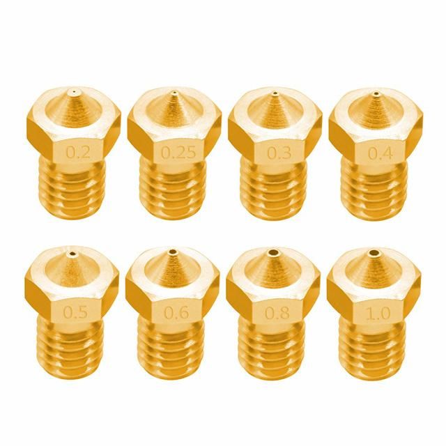 3D Printer Brass Accessories V5 V6 M6 Threaded Nozzle for Filament Full Metal E3d