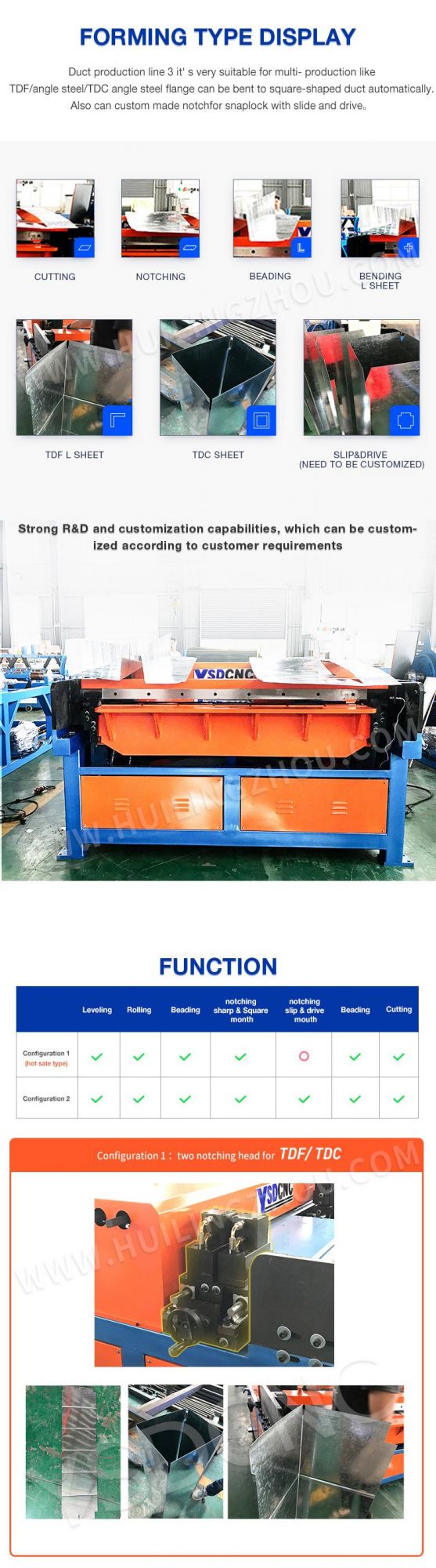 Ysdcnc Brand Manufacturing Machine Rectangular 3 Air Duct Auto Line III