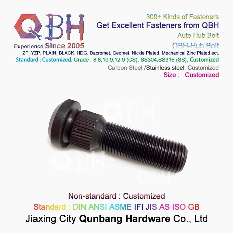 Qbh Customized Zp/Yzp/Bzp/Plain/Black/HDG/Dacromet/Geomet/Nickle Plated Car Auto Automobile Automotive Truck Wheel Hub Round Head Knurled Bolt Spare Parts