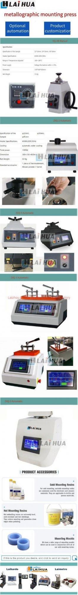 Full Automatic Metallographic Specimen Mounting Press Laboratory Equipment