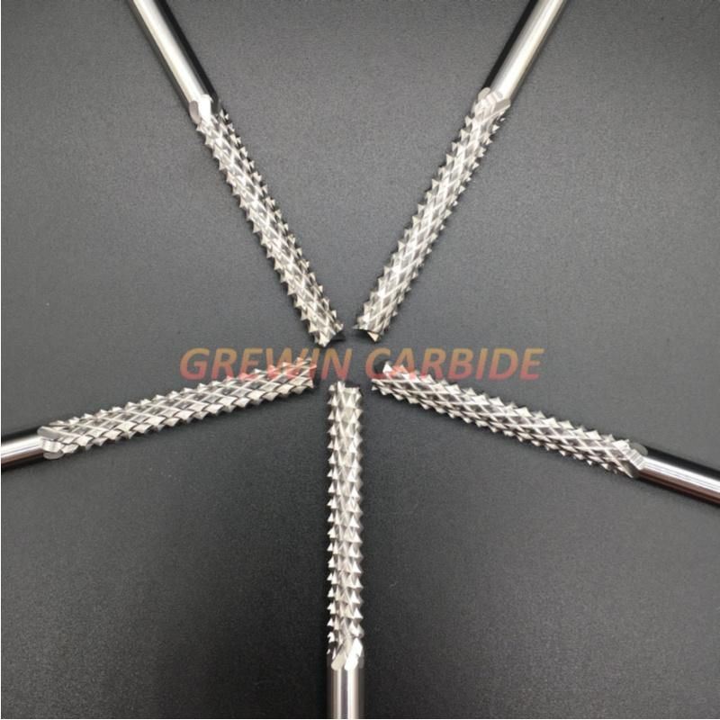 Grewin-3.175mm 4mm 6mm Tungsten Corn Cutter Cutting PCB End Mill 2 Flutes Carbide Router Bit