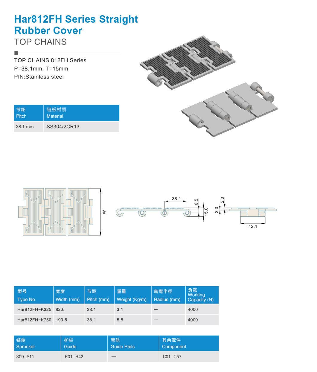 Hairise New Design Hot Selling Stainless Steel 304 Conveyor Chain Wtih FDA& Gsg Certificate