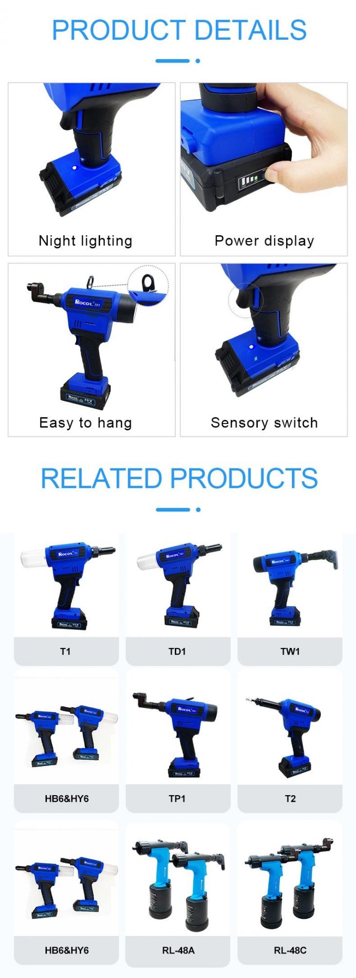 L Head Working Stroke 17mm Battery Hand Riveter