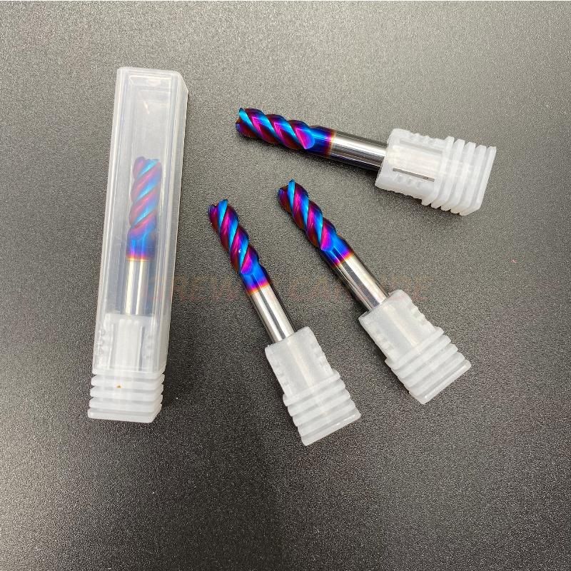 Grewin-HRC63 4 Flute Tungsten Carbide Material Blue Naco Blue Nano End Mill