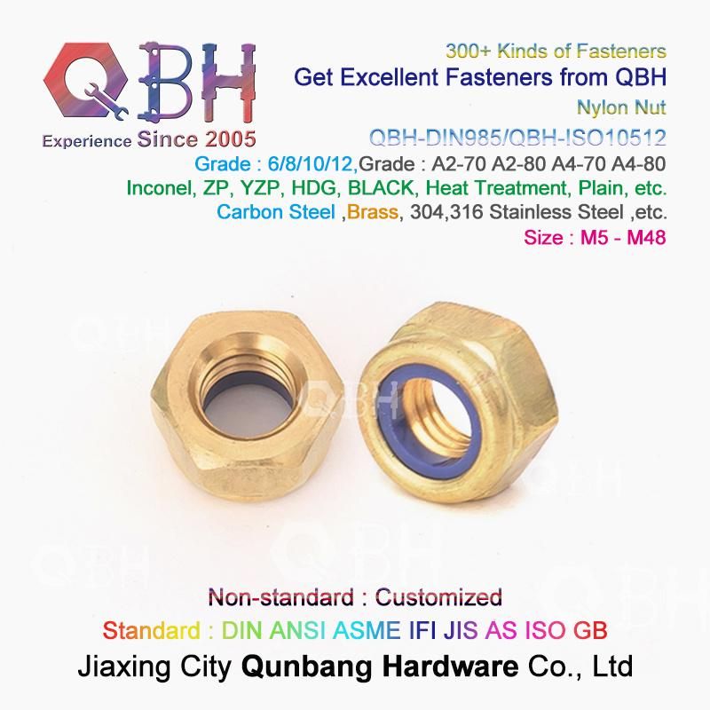 Qbh Customized DIN985/DIN982 Copper Brass Carbon Steel Stainless Steel PA66 Nylon Locked Lock Locking Nut Automobile Car Auto Spare Parts