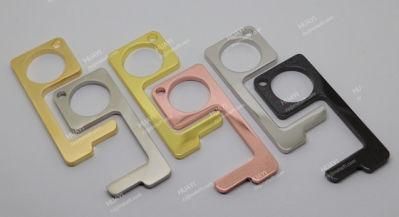 Custom Touchless Hygiene Door Opener Stainless Steel Copper Aluminum Keychain for Door Handles