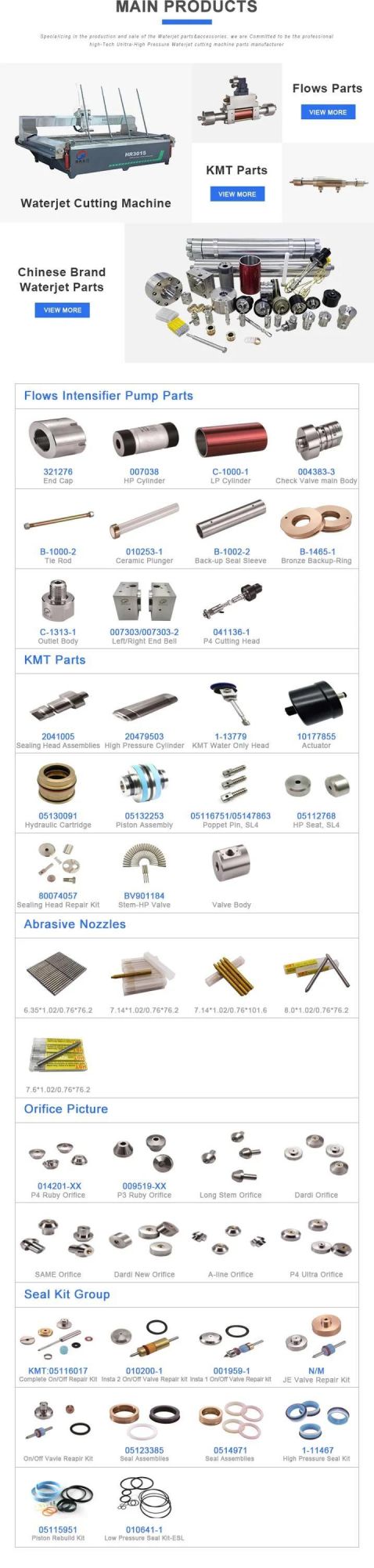 Waterjet Spare Parts on/off Valve Collar Waterjet Cutting Head Spare Parts