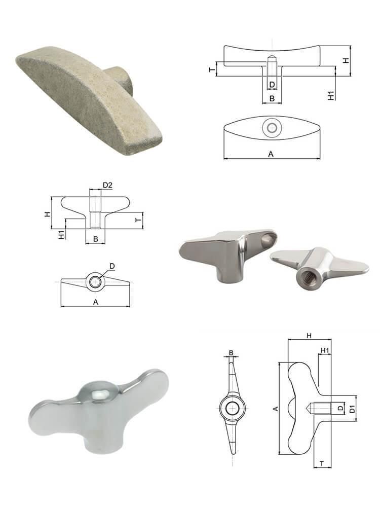 Densen Customized Stainless Steel Wing Grips & T Handle Knobs, Hand Knobs & Screws