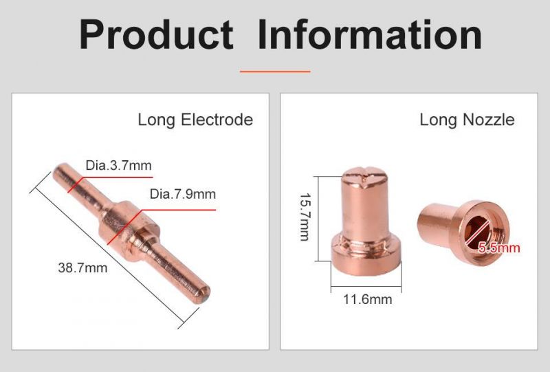 Startnow 60PCS Plasma Consumables Kits PT-31 LG40 40A Plasma Nozzle Long Electrodes Torch Cutter Accessories