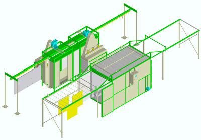 Manual Conveyor System Powder Coating Plant for Small Production