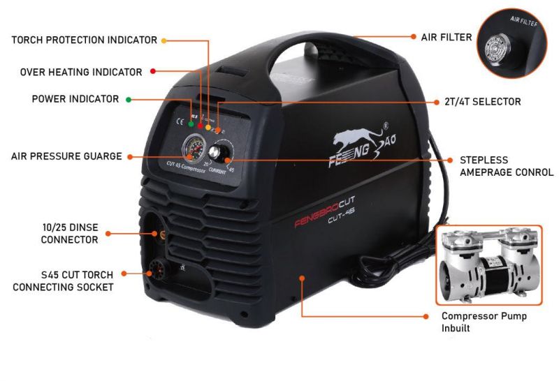 12mm Pilot Arc Portable Plasma Aluminum Cutter with Built in Compressor