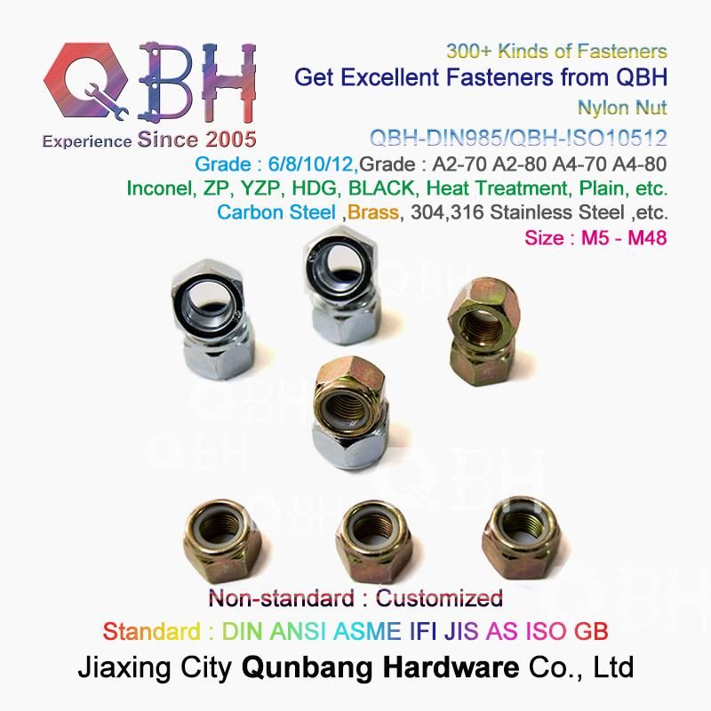 Qbh Customized DIN985/DIN982 Copper Brass Carbon Steel Stainless Steel PA66 Nylon Locked Lock Locking Nut Automobile Car Auto Spare Parts