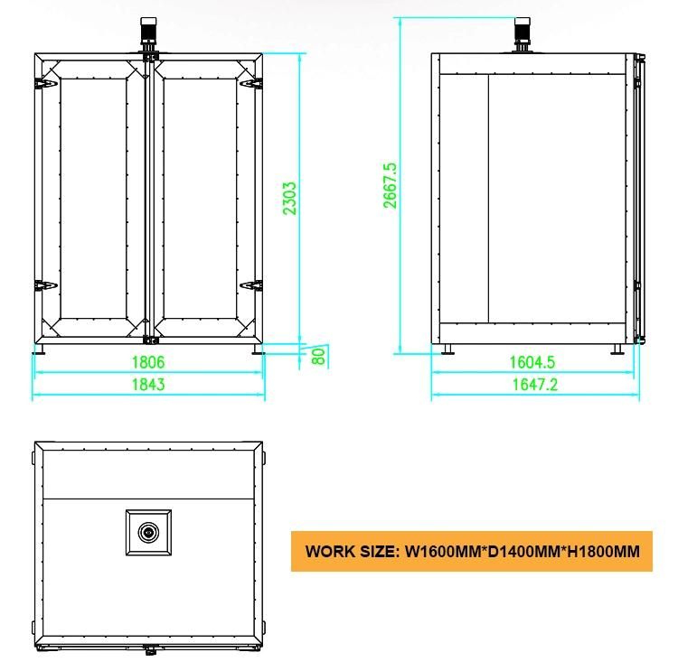 12kw Powder Coating Curing Oven with Manual Cart