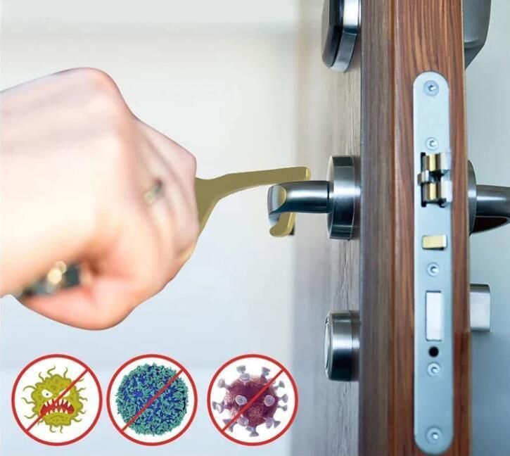No-Contact Hands-Free Door Opener Tool Copper Hook Door Handle Opener