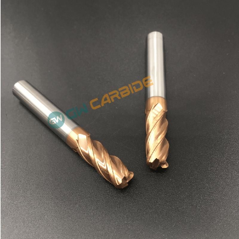 Gw Carbide - D10*75 4f HRC55 Carbide Corner Radius End Mill with Copper Coating