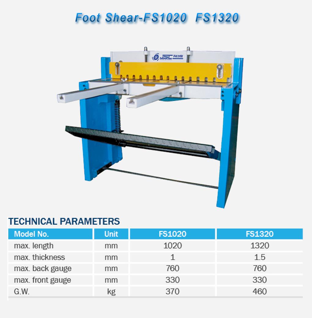 Sheet Metal Working Foot Shear-Fs1020 Fs1320