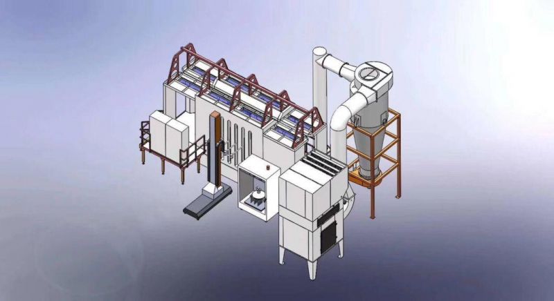 Commercial Automatic Fast Color Change Easy Cleaning PVC PP Plastic Powder Coating Paint Spray Booth / Chamber / Big Cyclone Recycle Reclaim Recovery System