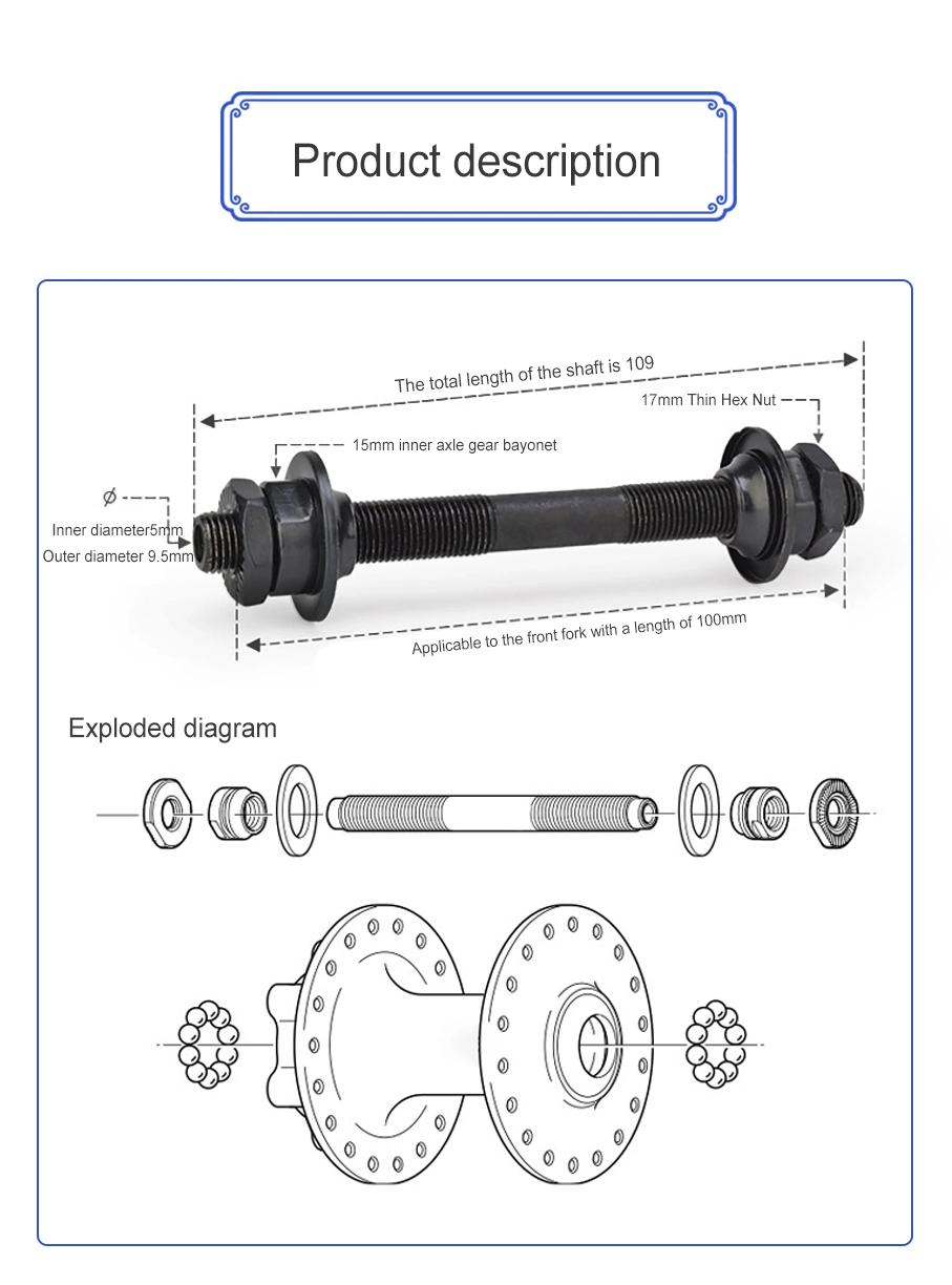 OEM High Quality Galvanized Electric Bicycle/Scooter Mountain Bike Motorbike Front Wheel Axle