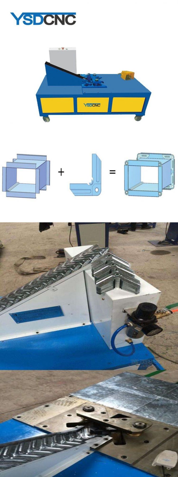 Airpowered Rectangular Duct Angle Code Installing Machine