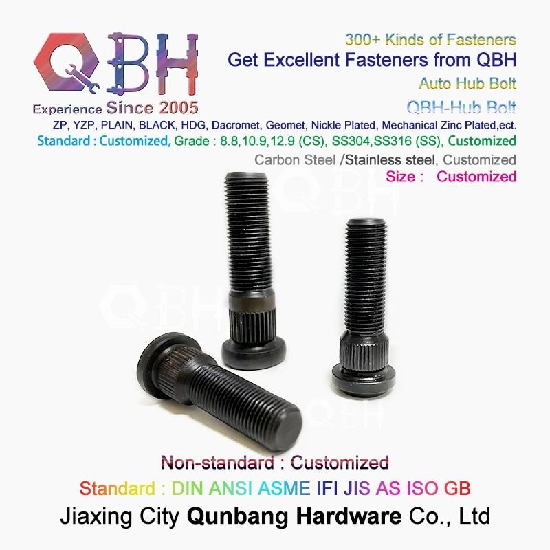 Qbh Customized Plain Black Yellow Blue Zinc Nickle Plated HDG Hot DIP Galvanizing Dacromet Geomet Wheel Hub Bolt Automobile Car Auto Spare Parts