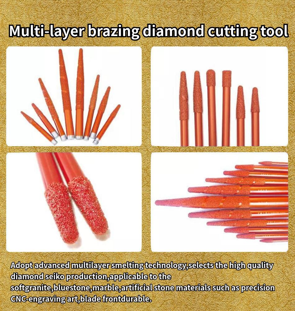 Gw Carbide-Cutting Bits CNC Carving Tool Dental Sintered Diamond Engraving Burrs Router Bits for Stone