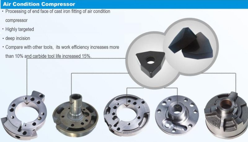 Solid CBN Inserts PCBN Cutting Tools for Automotive Brake Disk Finish Cutting Scgn0904