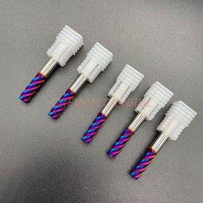 Grewin-New Product Tungsten Carbide CNC 4flutes Flat End Mill Blue Nano Coating End Mill