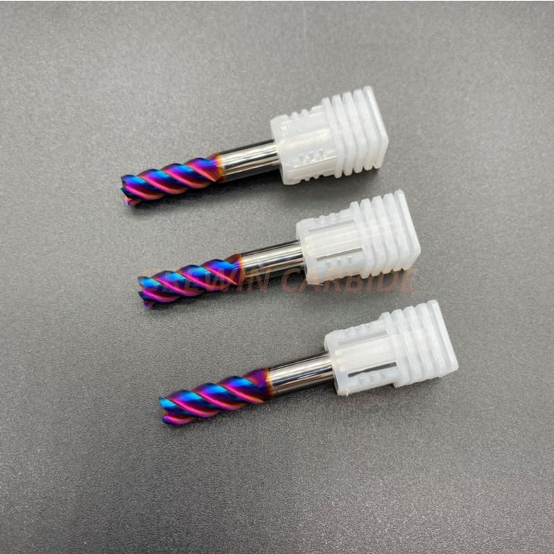 Grewin-New Product Tungsten Carbide CNC 4flutes Flat End Mill Blue Nano Coating End Mill