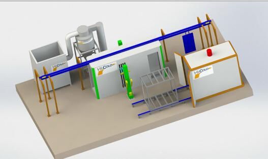 Manual Conveyor System Powder Coating Plant for Small Production