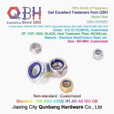 Qbh Customized DIN985/DIN982 Copper Brass Carbon Steel Stainless Steel PA66 Nylon Locked Lock Locking Nut Automobile Car Auto Spare Parts