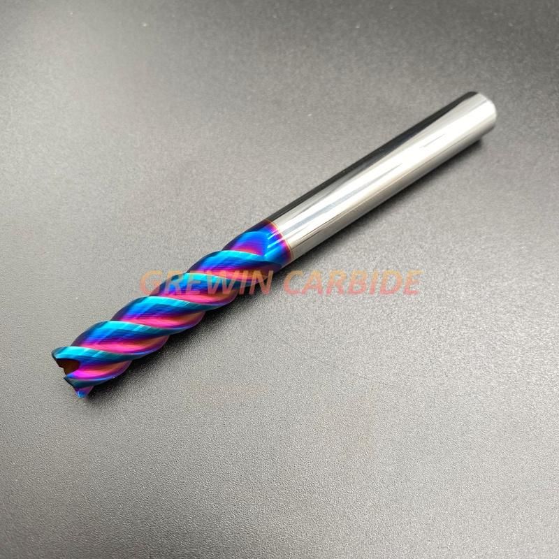 Gw Carbide - D10*75 4f HRC55 Carbide Corner Radius End Mill with Copper Coating