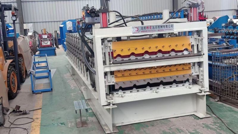 Three Profile Trapezoidal Corrugated Glazed Roofing Sheet Roll Forming Machine