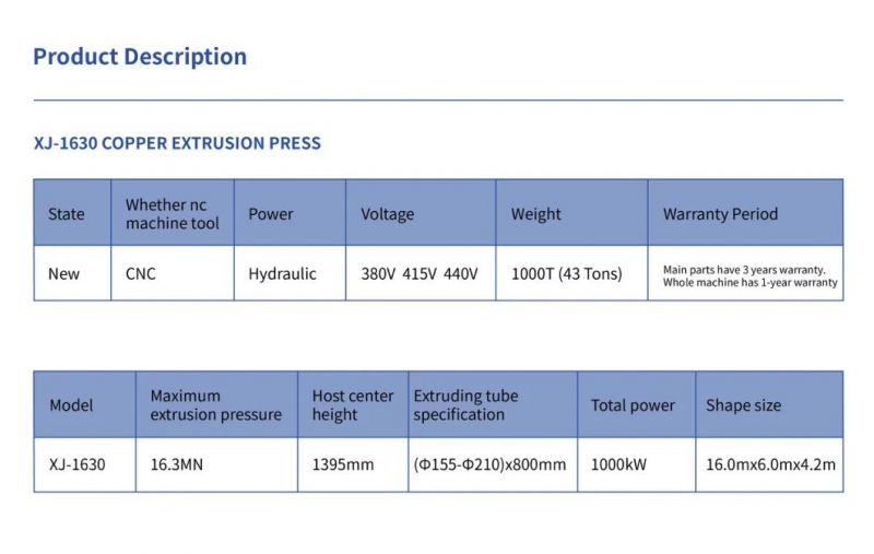 Xj-1630 Copper Extrusion Press