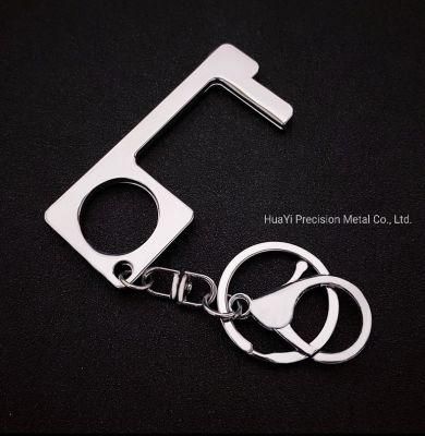 Factory Price Hand Tool EDC Brass Keychain Door Opener No Touch Hygiene Antimicrobial Precision Sheet Metal Hand Free Door Opener