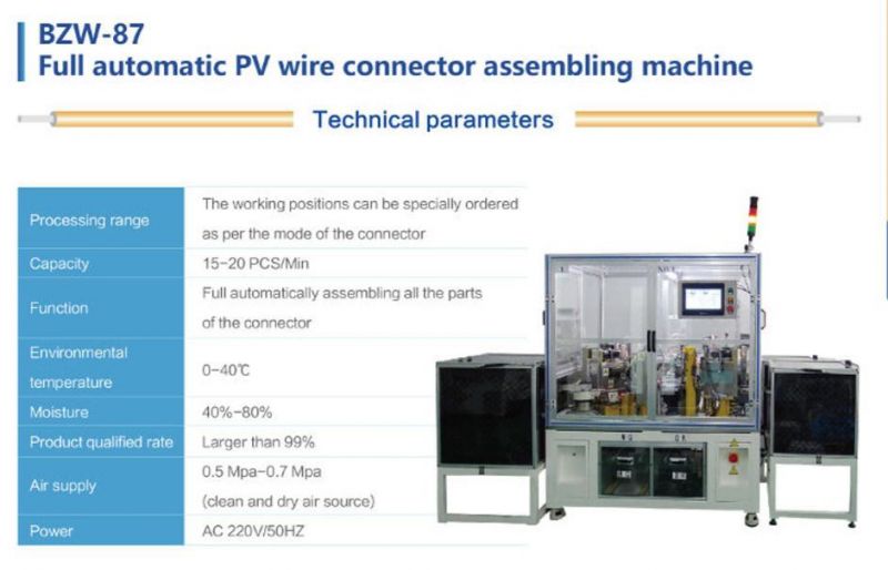 Bzw-87 Full Automatic PV Wire Connector Assembling Machine