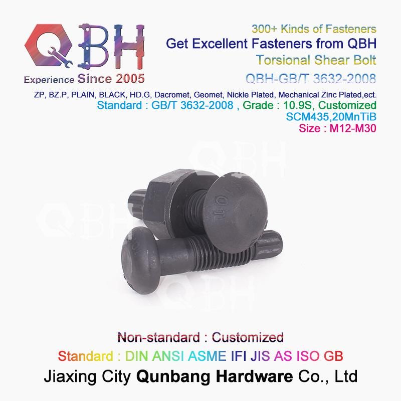 Qbh Nickle Plated Plain Black HDG Steel Structure Torsional Shear Tension Control Tc Bolt Nut Washer Bridge Splice Plate Replacement Spare Accessories